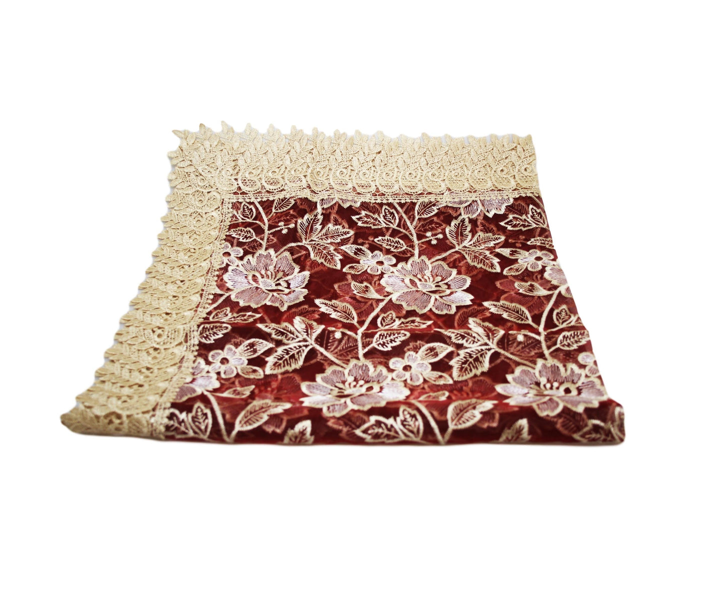 Decorative Polyester Traditional Moroccan Lace Floral Table Cloth Cover Runner 85 x 85 cm Assorted Colours and Designs 6038