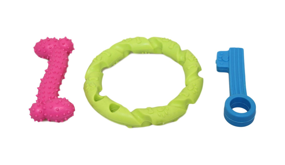 Pet Dog Toy Set Of 3 Assorted Colours