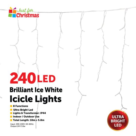 240LED Brilliant Ice White Icicle Lights 6048