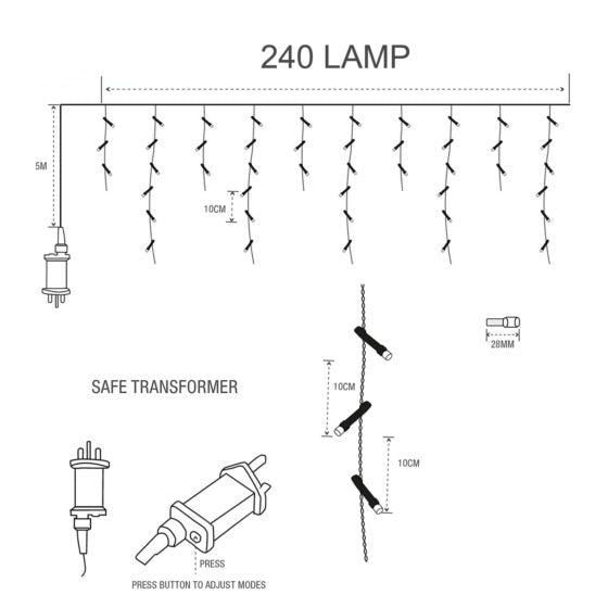 240LED Brilliant Ice White Icicle Lights 6048