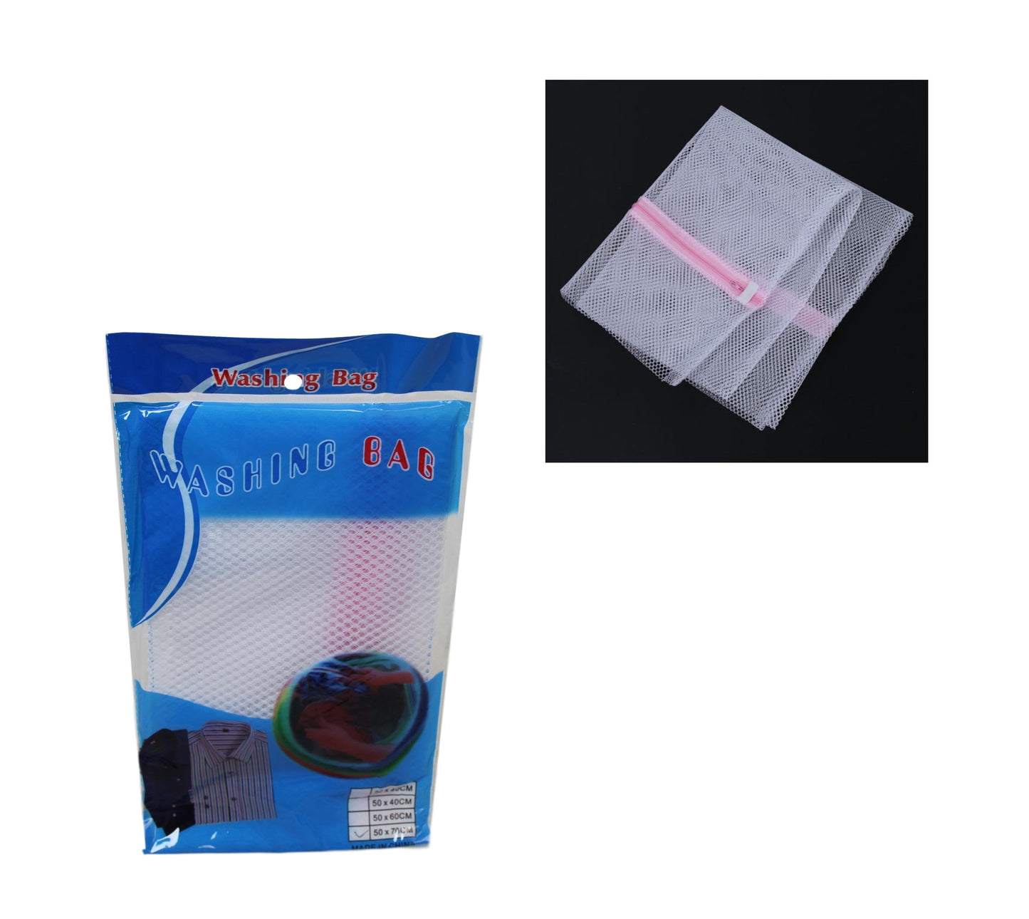 Zipped Wash Bags Laundry Mesh Net Home Protective Laundry Bag 50cm x 70cm 6088
