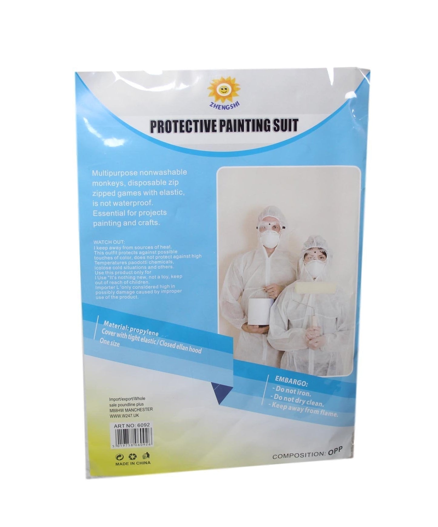 Protective Painting Suit White Indoor Outdoor Disposable Painting Onesie One Size 6605