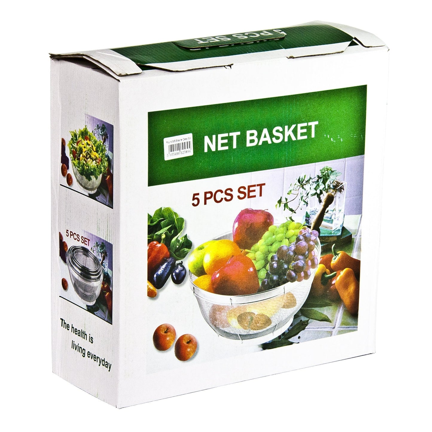 5 Piece Steel Mesh Deep Round Fruit And Vegetable Strainer Drainer Net Baskets 6119