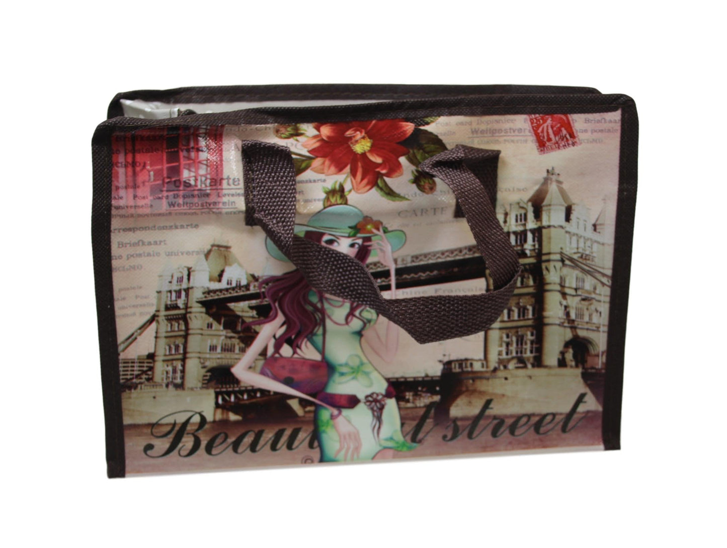Plastic Carry Bag Shopping Reusable Bag Assorted Printed Design 30cm x 20cm x 12cm 6127