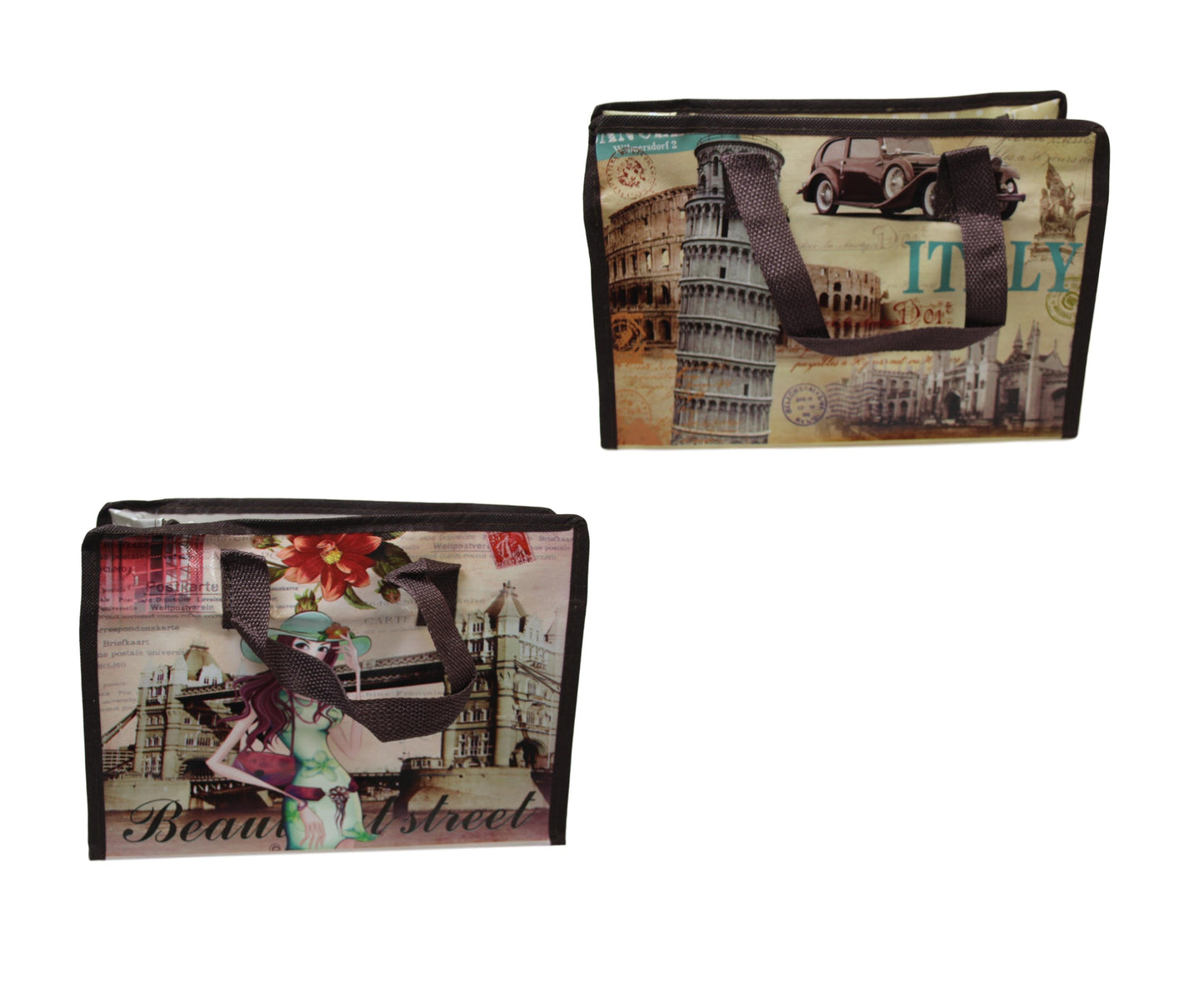 Plastic Carry Bag Shopping Reusable Bag Assorted Printed Design 30cm x 20cm x 12cm 6127