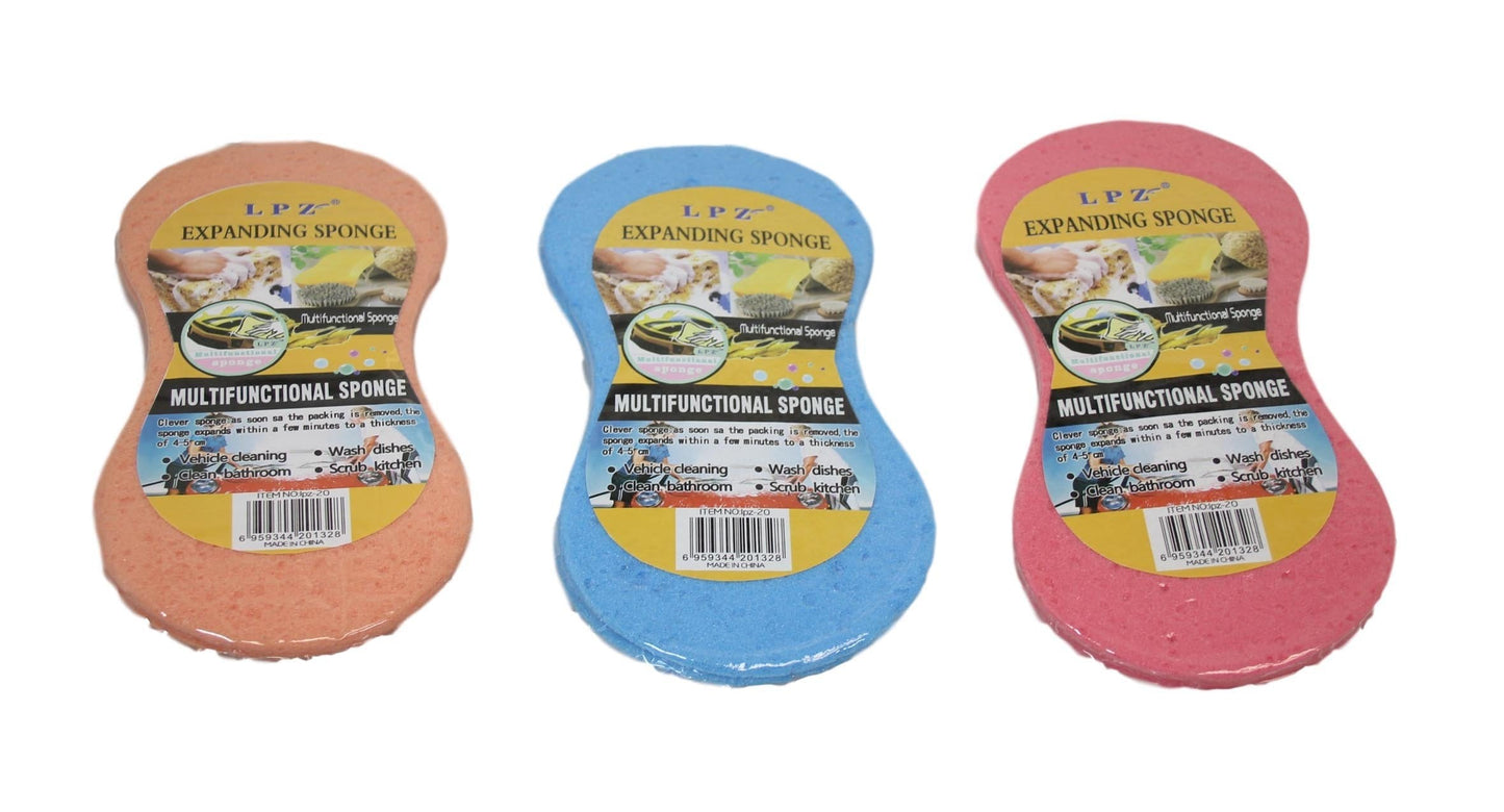 Compressed Expanding Kitchen Bathroom Cleaning Sponge 4-5 cm Assorted Colours 6157