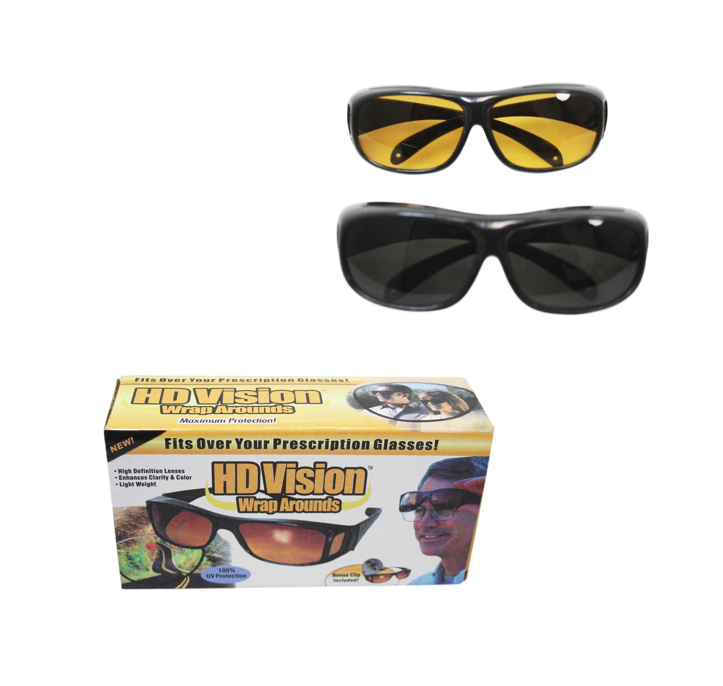 HD Vision 100% UV Protection Frames 2 Pack Light Weight Safety Glasses 6166