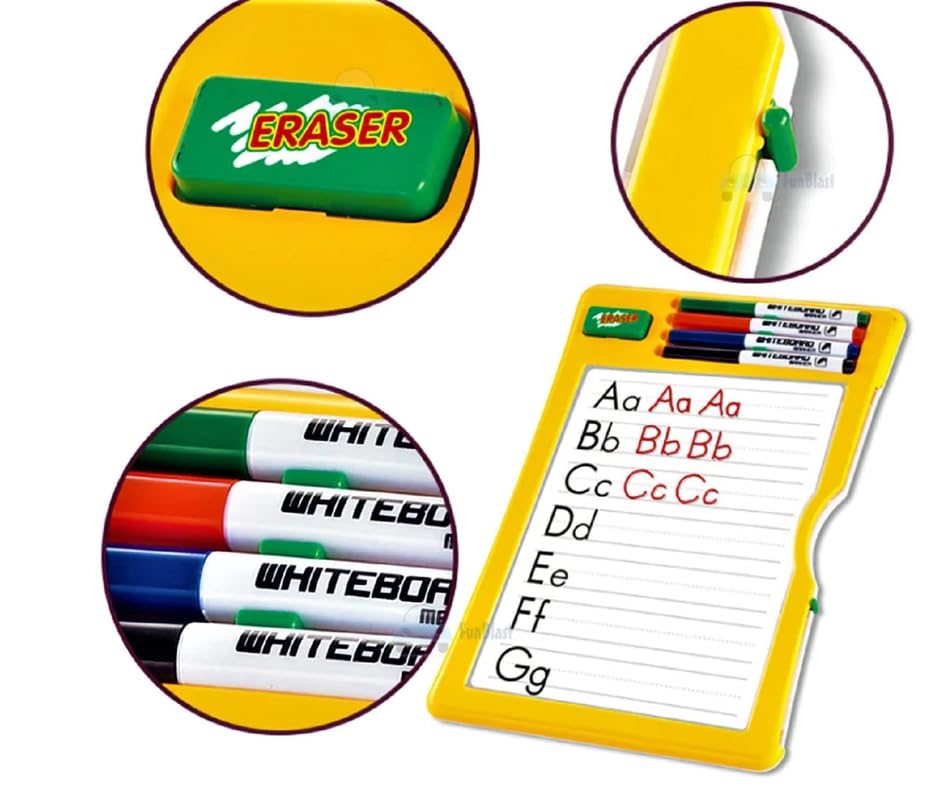 Wipe and Clean Magic Drawing & Writing Board for Kids - Reusable Graffiti Art Board with 4 Whiteboard Pens, 8 Study Cards & 1 Eraser - Educational Learning Toy for Children