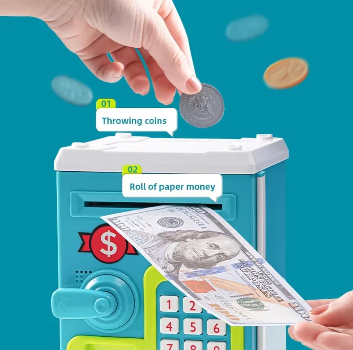 Kids Money Safe ATM Piggy Bank Toy with Password Lock & Digital Screen