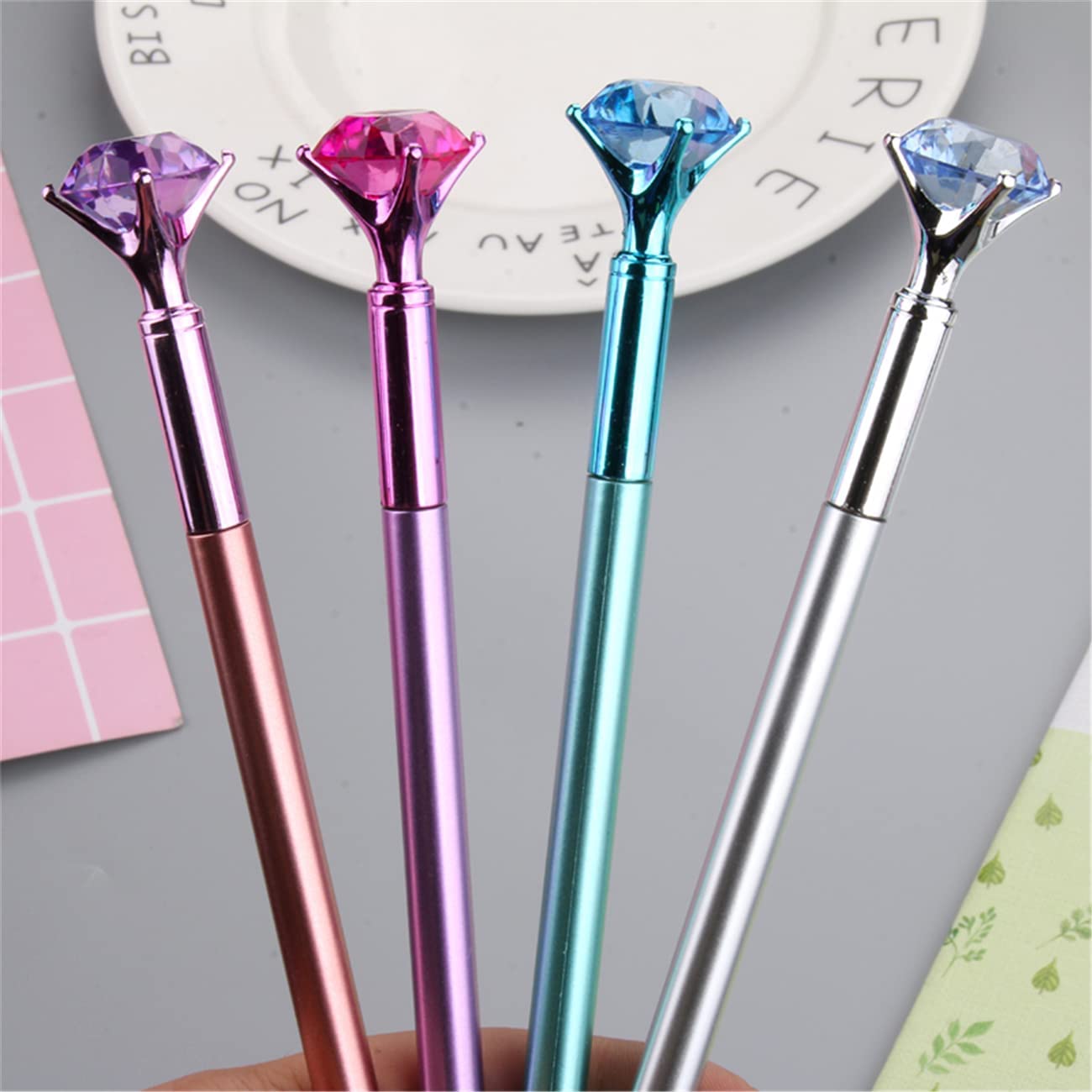 Black Ink Pen Diamond Top Metallic Style 18 cm Assorted Colours 6219