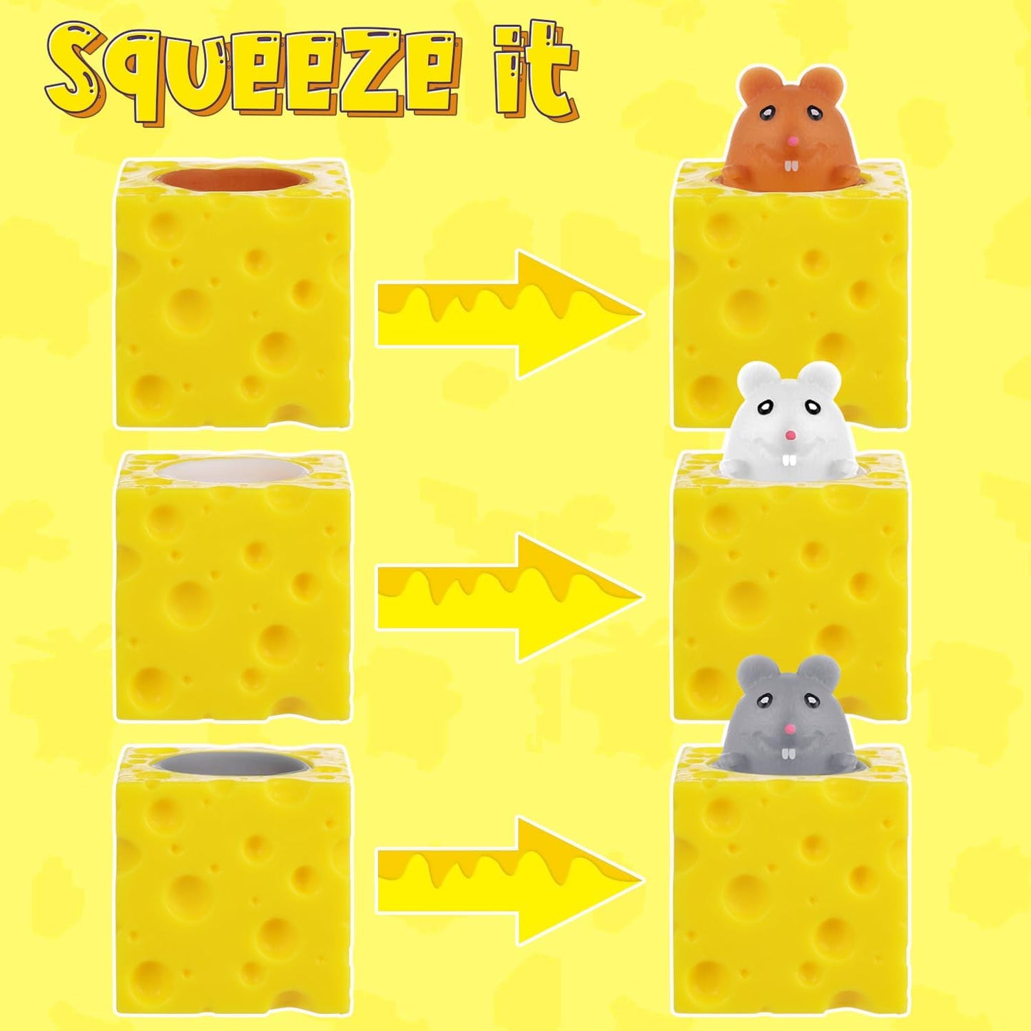 Squishy Cheese Fidget Pop Up Mice Sensory Toy