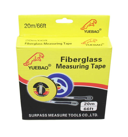 20m Fiberglass Tape Measure Builders Surveyors Long Reel Roll Measuring Tape 66ft 62029