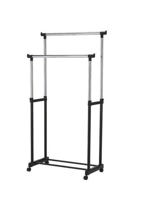 Double Garment Holder Stainless Steel Clothes Pole Rack Adjustable 25 Kg