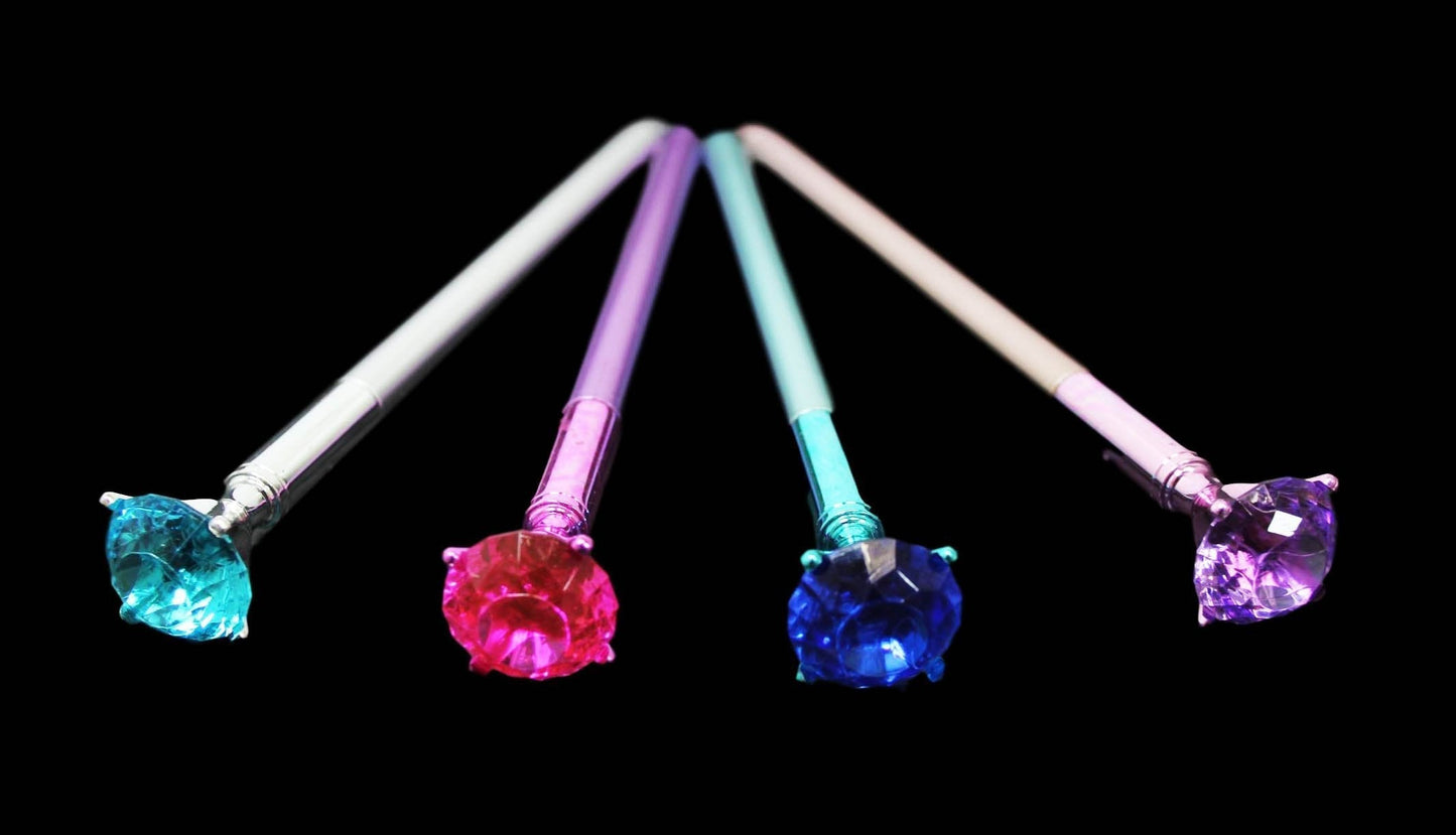 Black Ink Pen Diamond Top Metallic Style 18 cm Assorted Colours 6219
