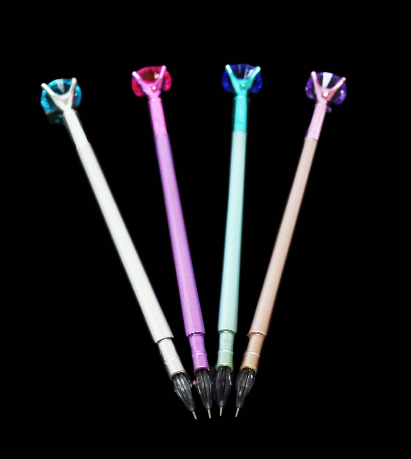 Black Ink Pen Diamond Top Metallic Style 18 cm Assorted Colours 6219
