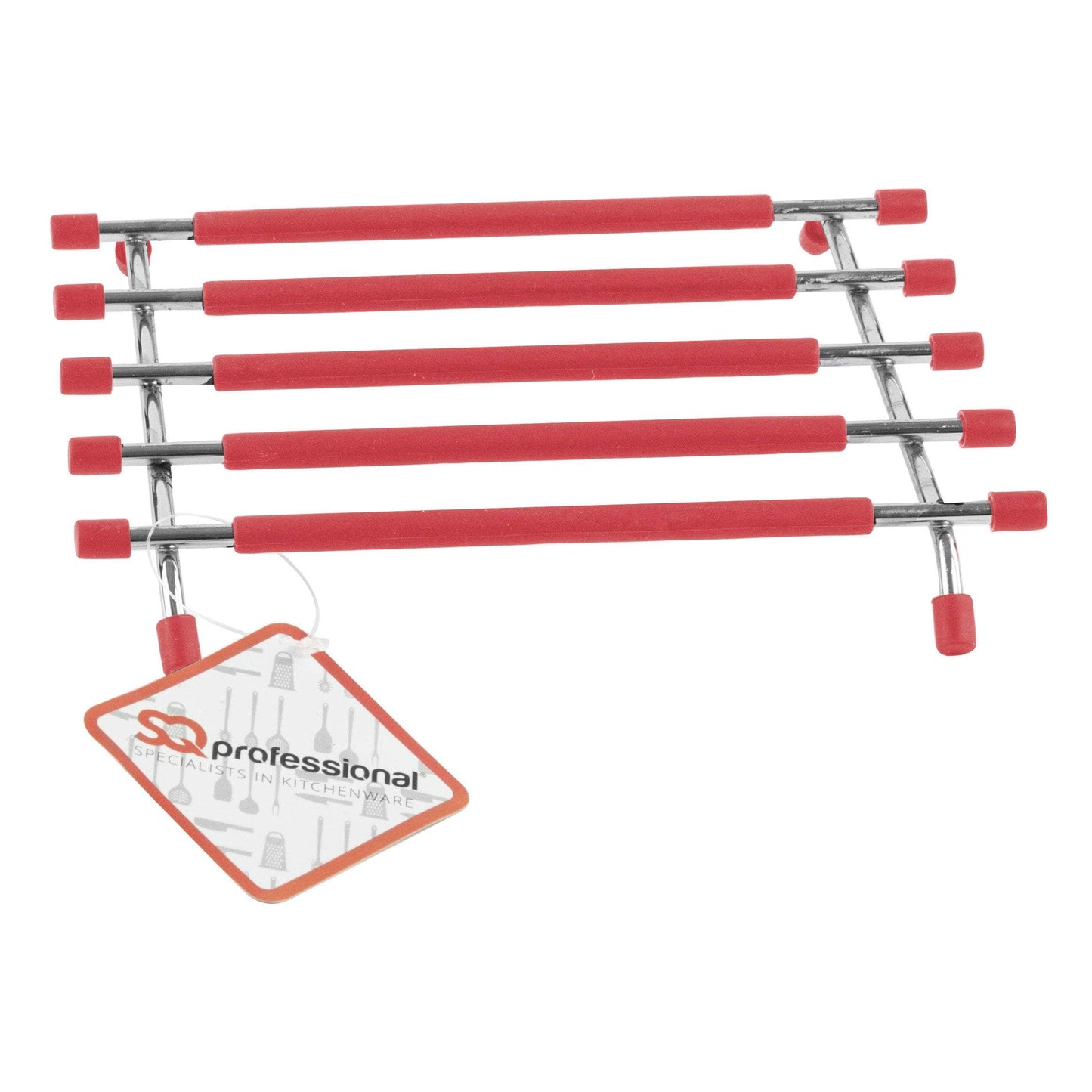 SQ Pro Elite Stainless Steel and Silicone Pan Trivet 20 x 21 cm Red 6225 A