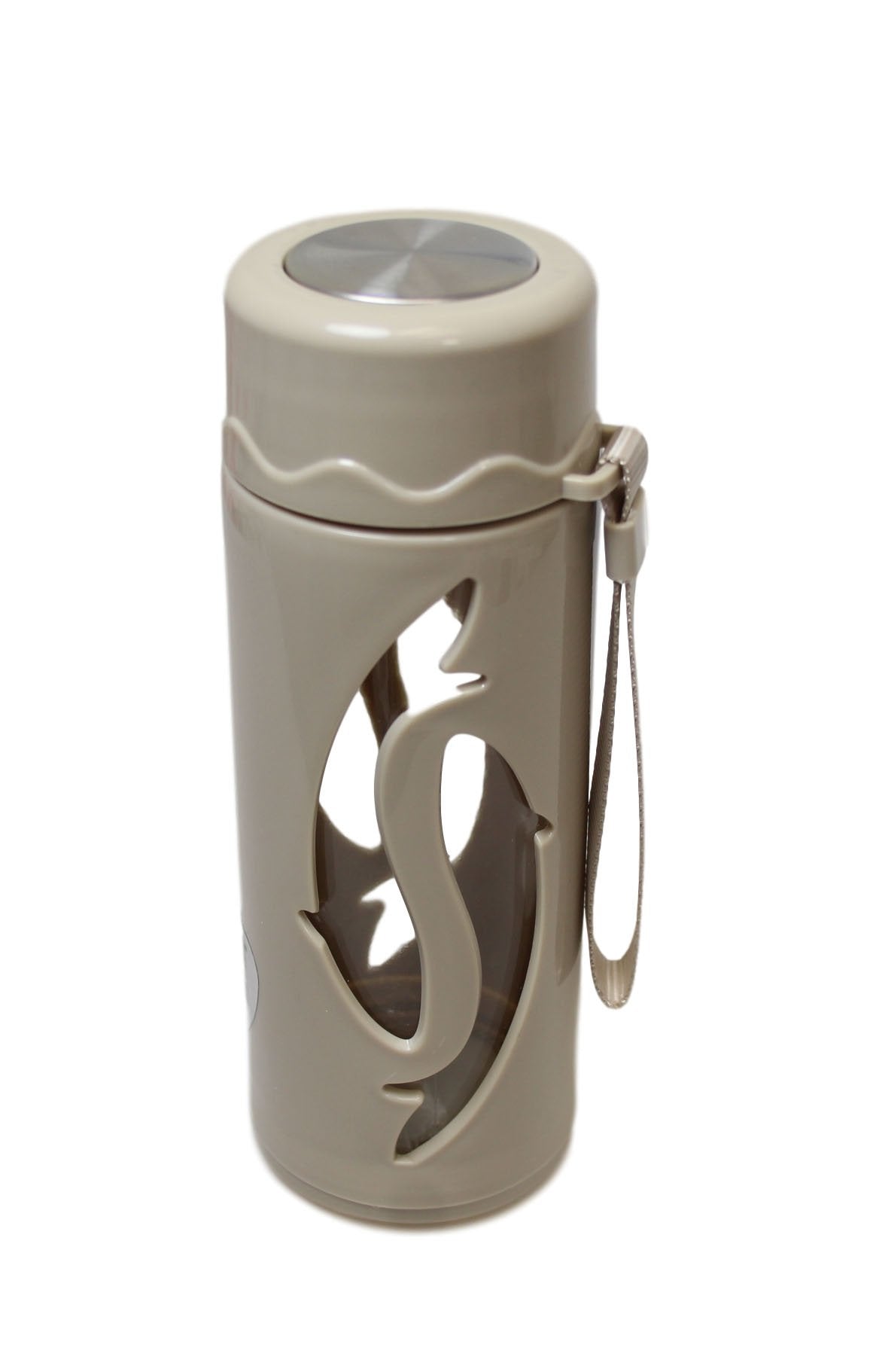 Glass / Plastic Water Bottle Flask with Strap 21 x 7 cm Assorted Colours 6261