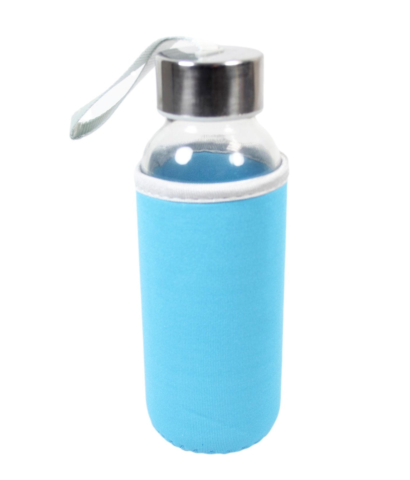 Glass Water Bottle with Cover 18 x 4 cm Assorted Colours Covers 6264
