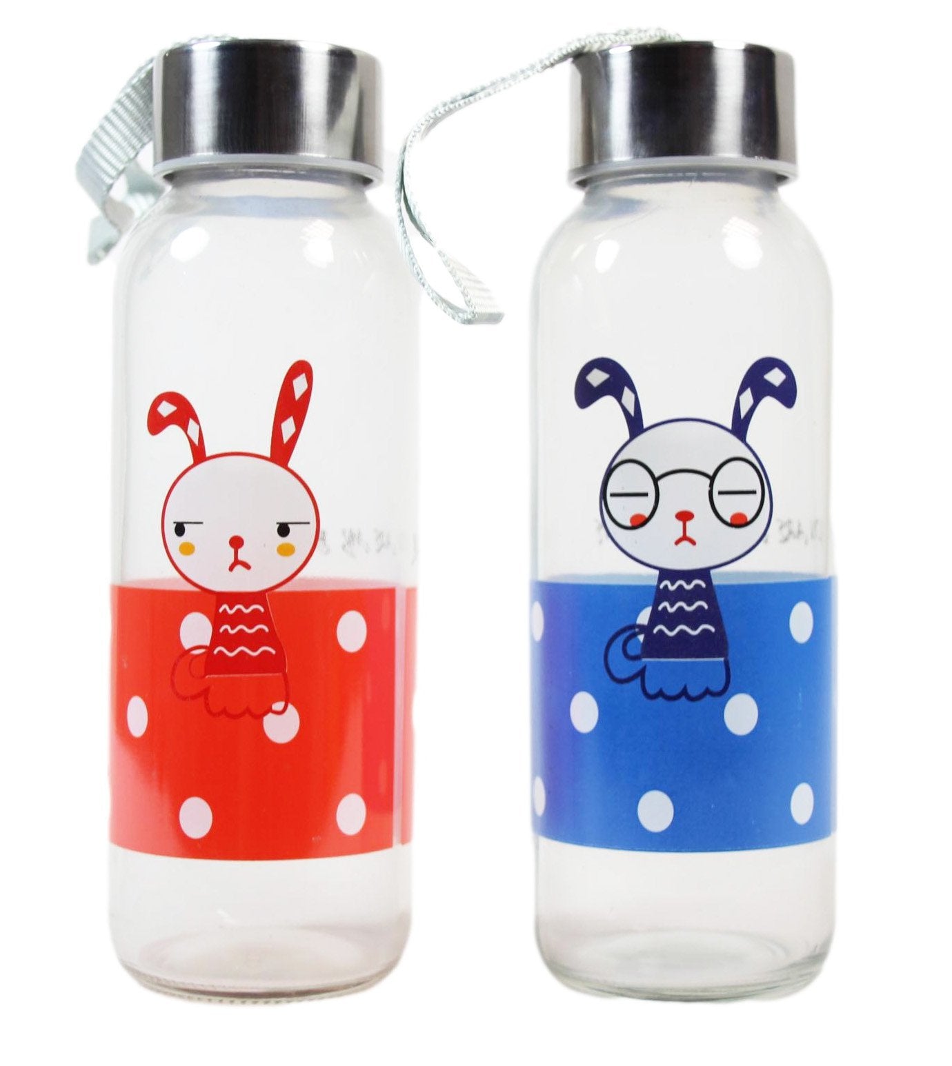 Glass Water Bottle with Cover 18 x 4 cm Assorted Colours Covers 6264