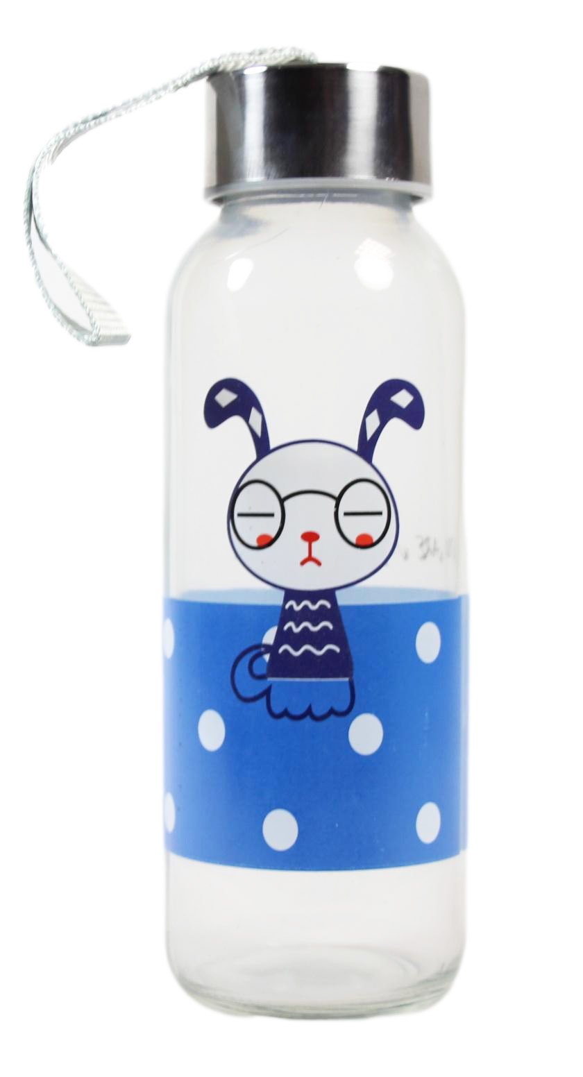 Glass Water Bottle with Cover 18 x 4 cm Assorted Colours Covers 6264