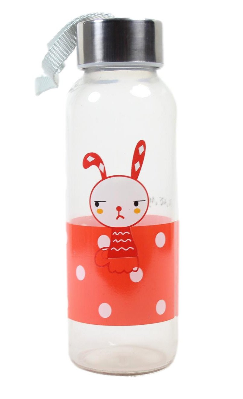 Glass Water Bottle with Cover 18 x 4 cm Assorted Colours Covers 6264