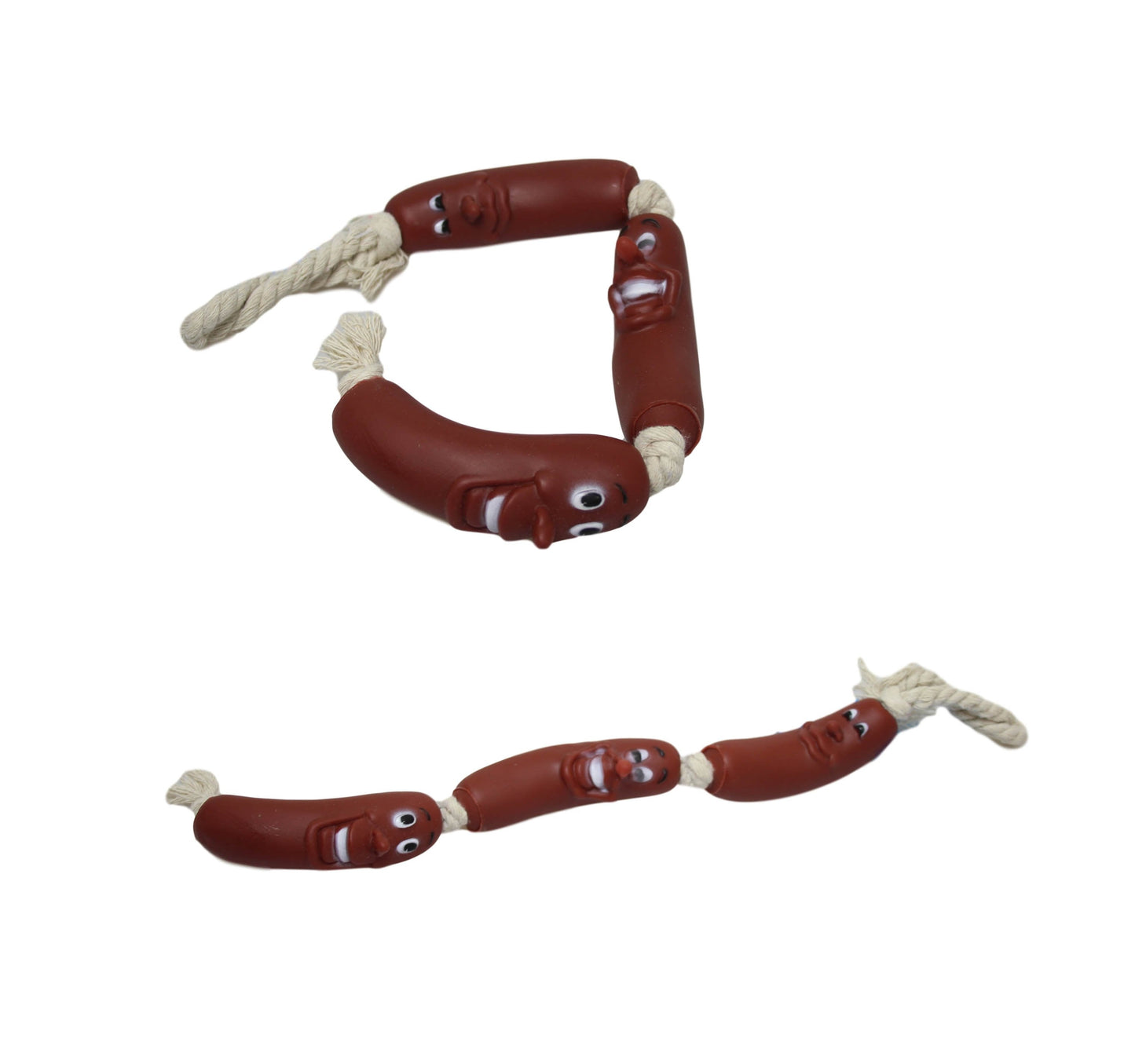 Dogs Pets Fetch Teething 3 Sausage Rope Silicone Fun Playtime Toy 35cm 6305