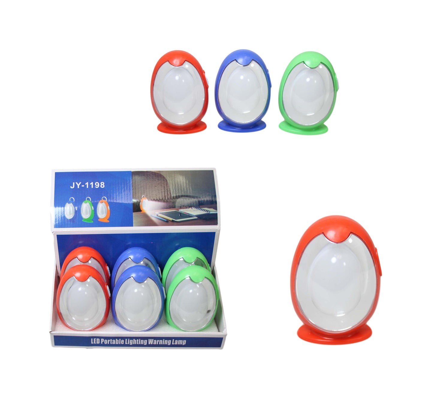 Plastic LED Portable Egg Shaped Round Lamp Assorted Colours 6384