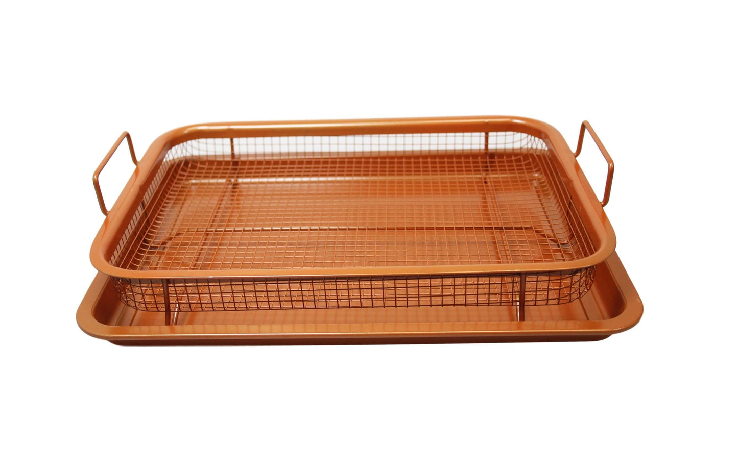 Unique Copper Rectangle Crispy Tray Easy Grip Non Stick Basket Sheet 6398