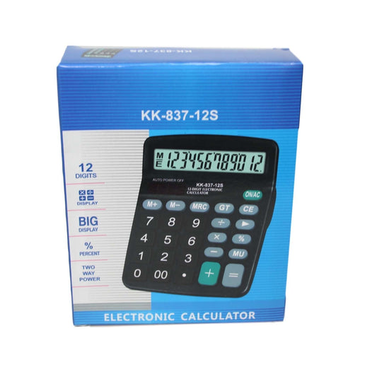 Big Display Two Way Power Electronic Calculator Office Maths Black 6411