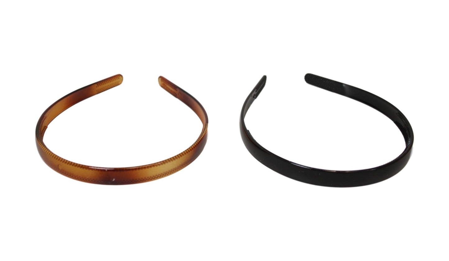 Girls Fancy Stylish Hair Head Band Plain Design 1.3cm Pack of 2 Assorted Colours 6496
