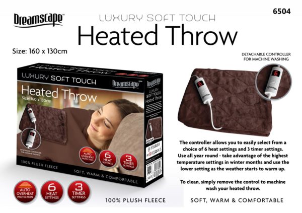 Luxury Soft Touch Electric Heated Throw Blanket 160 x 130 cm 6504