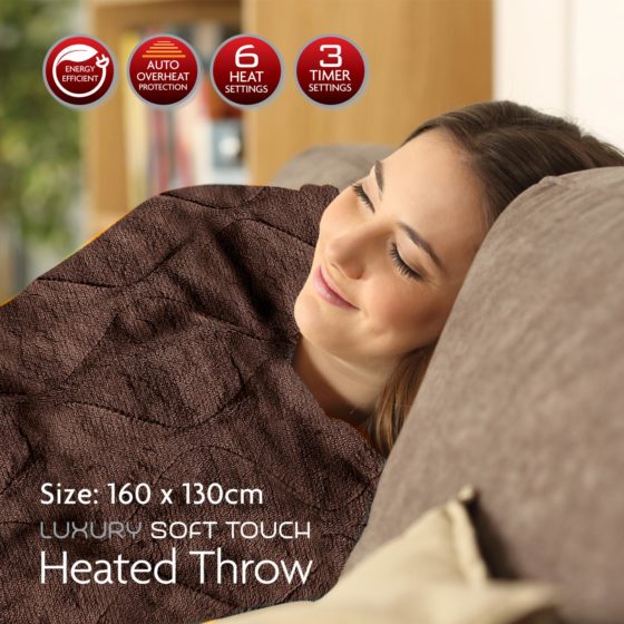Luxury Soft Touch Electric Heated Throw Blanket 160 x 130 cm 6504
