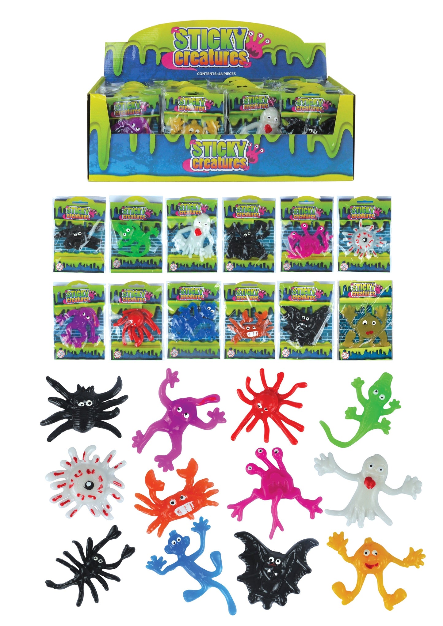 Children's Sticky Creatures Splatter Toys 9-11cm Assorted Designs T51119