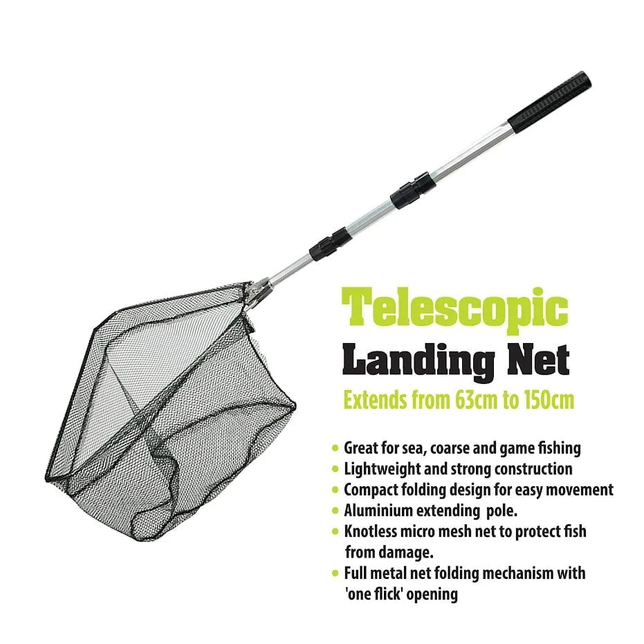 Telescopic Fishing Landing Net Extends From 63cm To 150cm 66021