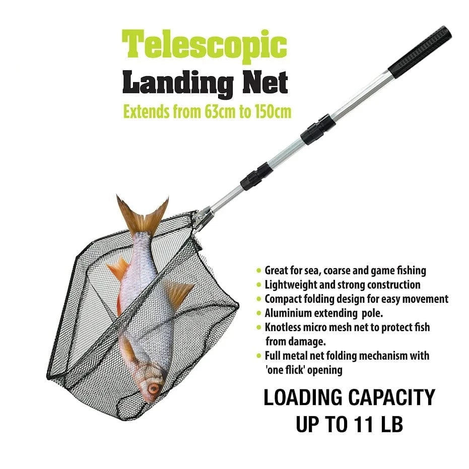 Telescopic Fishing Landing Net Extends From 63cm To 150cm 66021