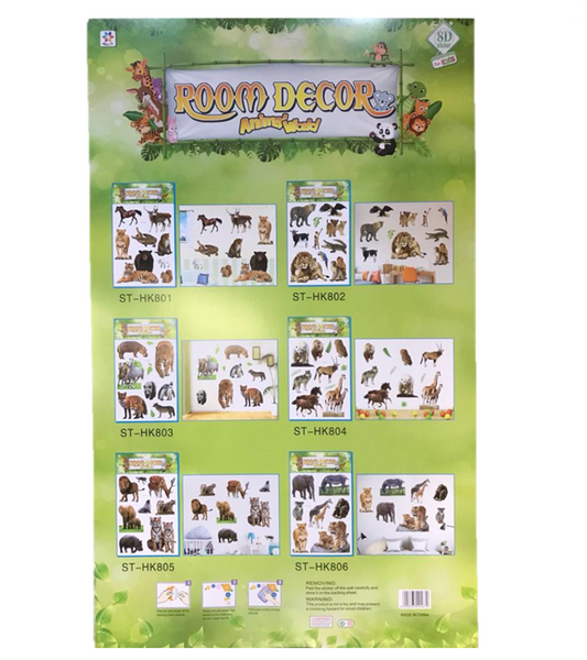 Room Décor Large Wall Stickers Animals / Dinosaurs Assorted Designs 6611