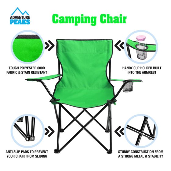 Foldable Camping Chair 50 x 50 x 80 cm Green 6620