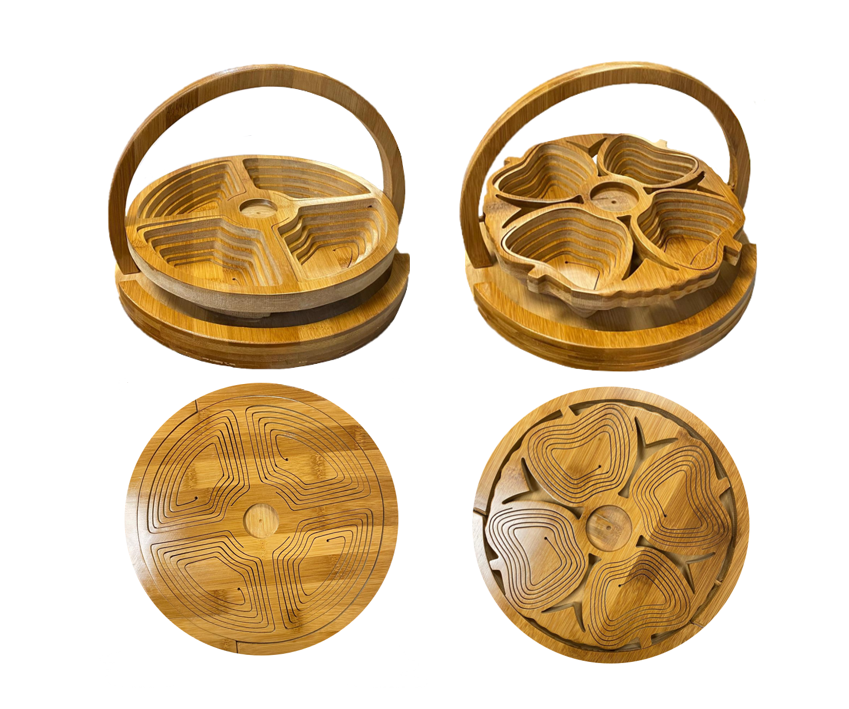 Collapsible Foldable Bamboo Fruit Basket Bowl Assorted Designs