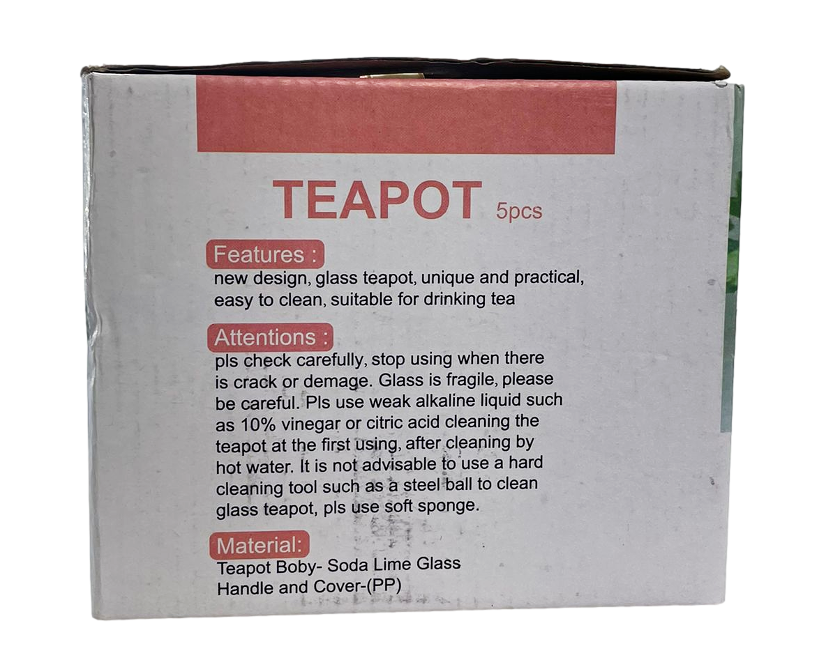 Glass Teapot and Cups Set of 5 6670