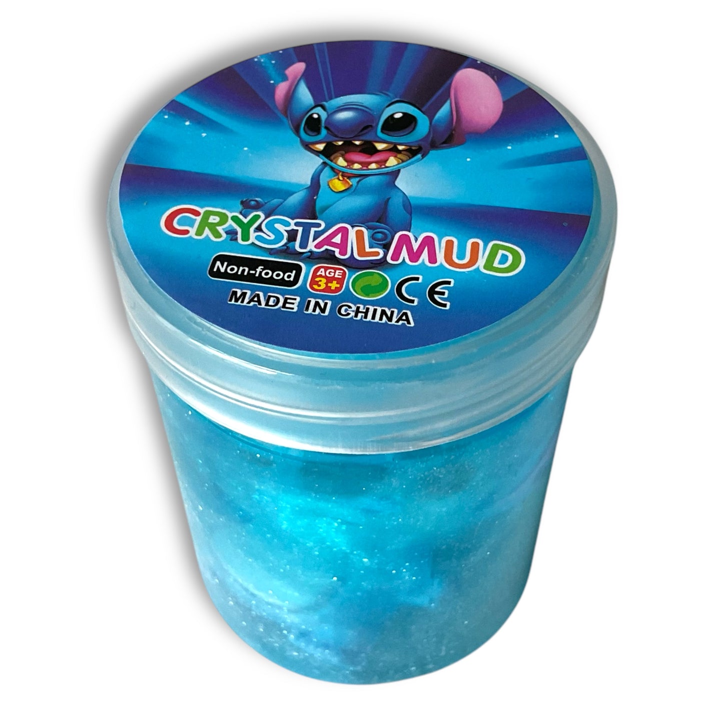 Stitch Style Blue Crystal Mud Glitter Slime Pot with Mini Figure Inside