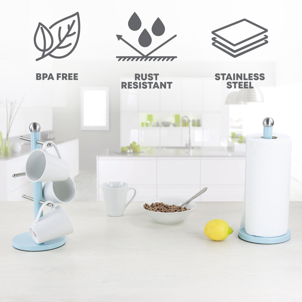 Dainty Kitchen Roll Holder & Mug Tree Skyline Blue 2704 / 6736 A