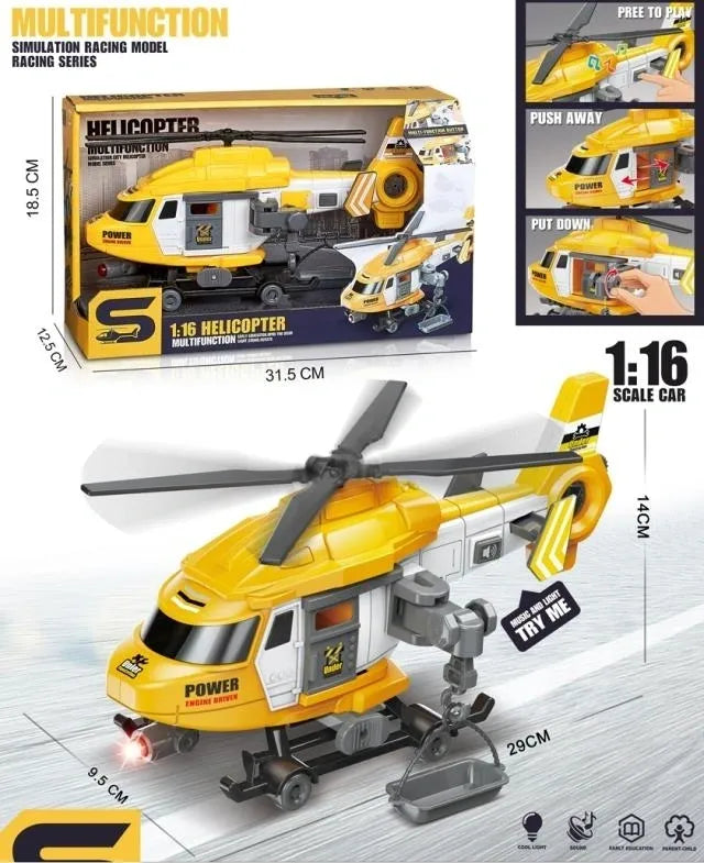 Engineering Helicopter With Lights &Amp; Sound Multifunctional