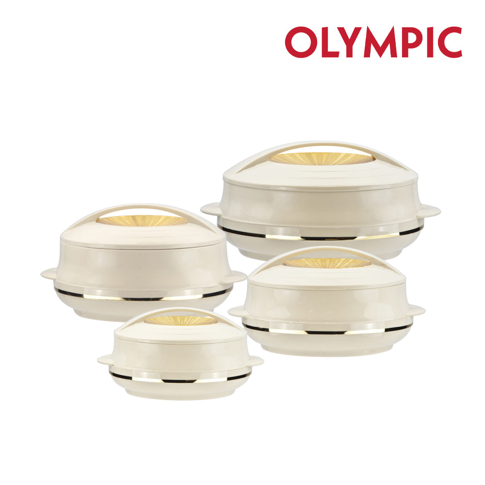 SQ Professional Olympic Insulated Hot Pot Set of 4 0.8L - 1.2L - 1.6L - 2.5L Beige Gold 2746