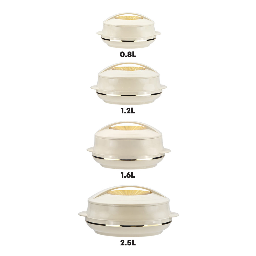 SQ Professional Olympic Insulated Hot Pot Set of 4 0.8L - 1.2L - 1.6L - 2.5L Beige Gold 2746