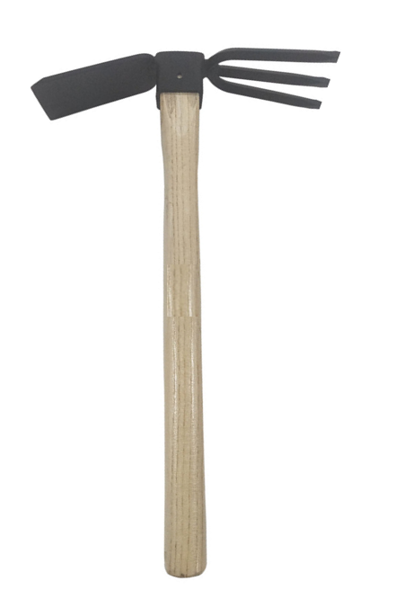 Garden Dual Metal Hoe and Rake 35 x 24 cm Wooden Handle 6922
