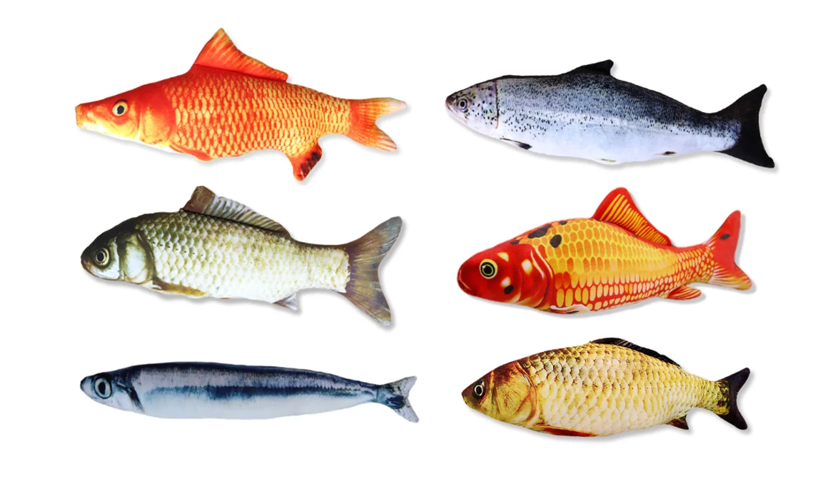 Pet Cat Soft Toy Stuffed Fish 18 cm Assorted Fish Designs 6931