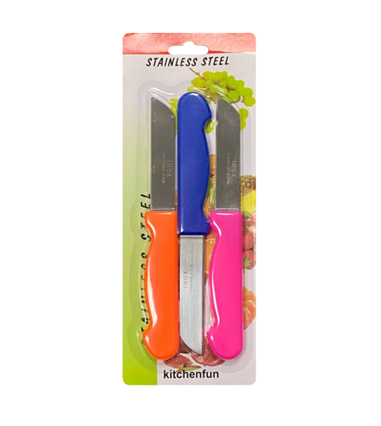 Small Fruit Knife Pack Of 3 Assorted Colours