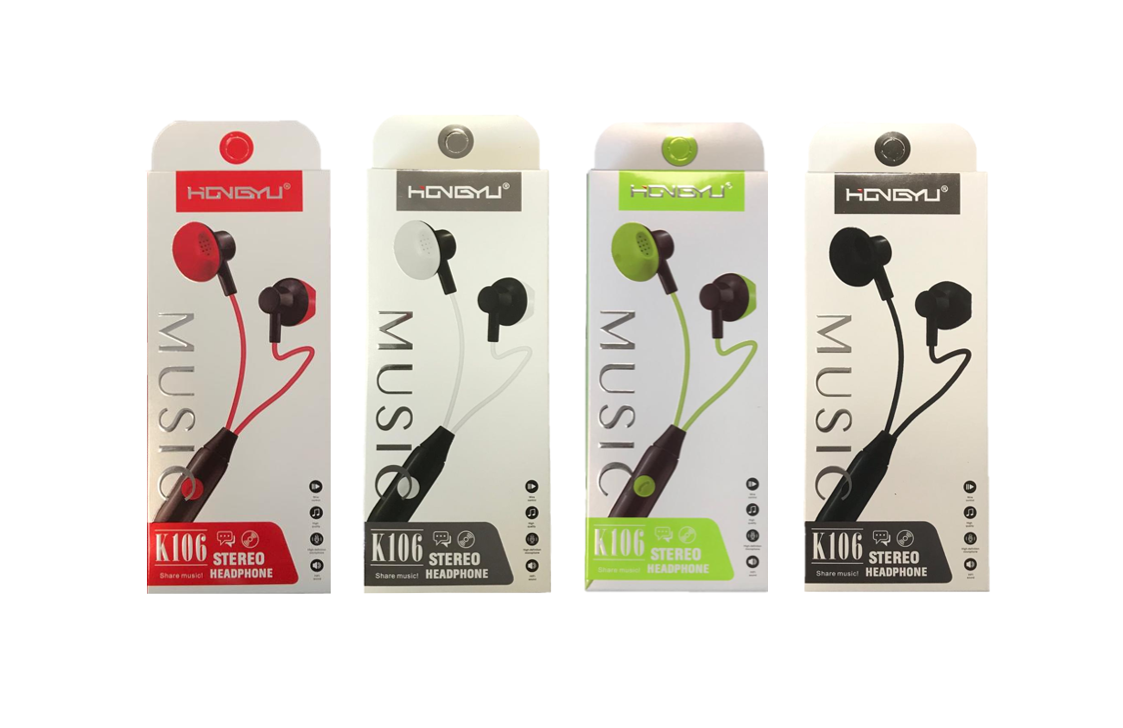Hongyu Wired Headphones / Earphones K106 Assorted Colours 6966