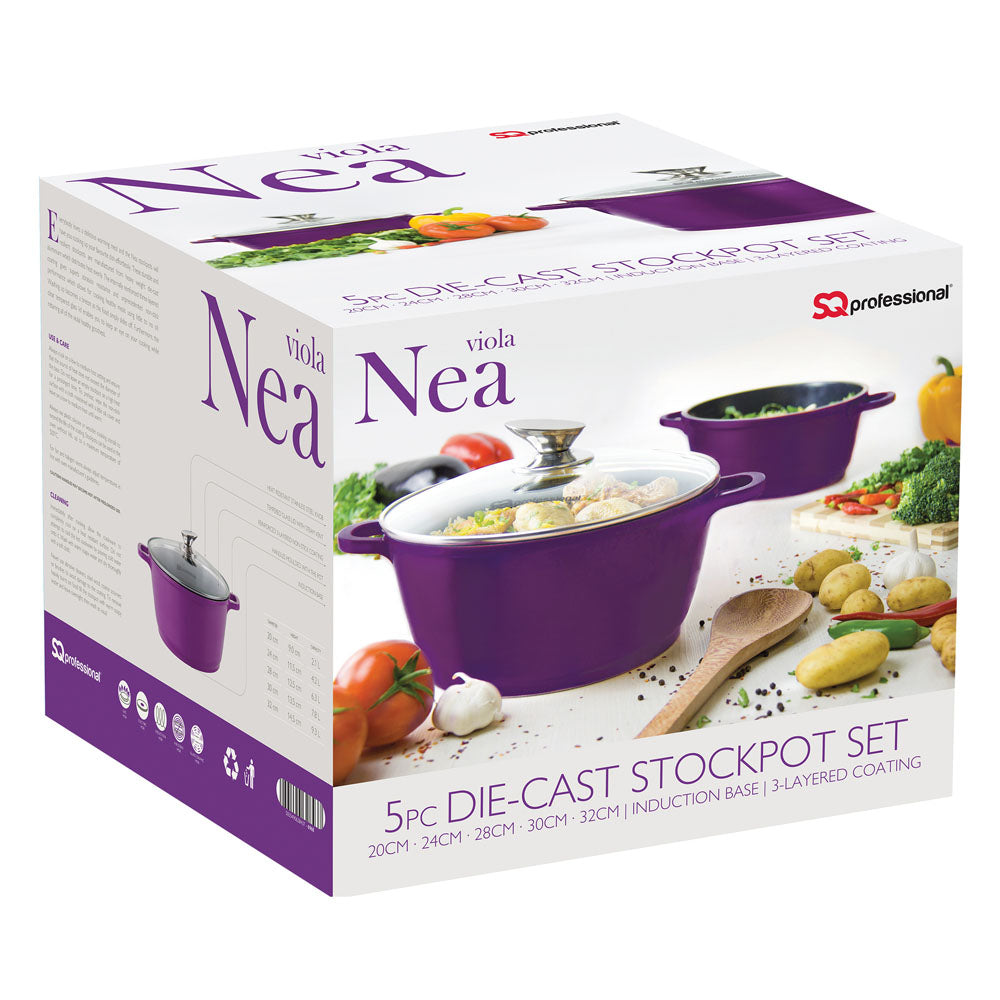SQ Professional Nea Stockpot Set of 5 Viola P97156