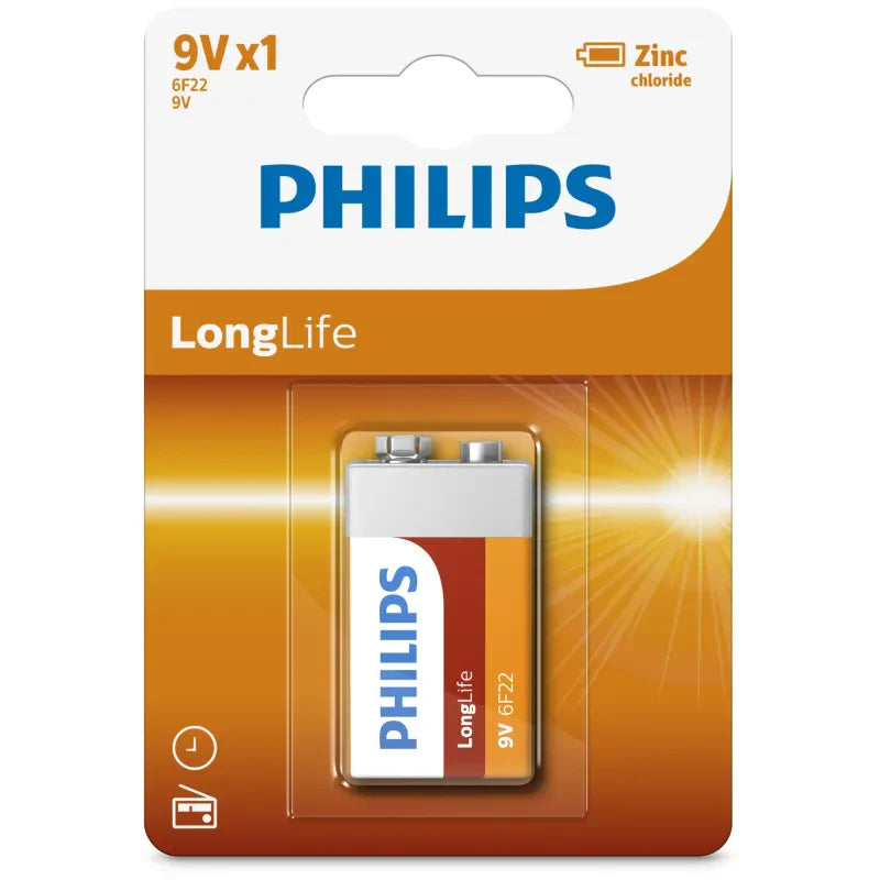Philips Zinc Chloride 9V Battery PHI6F22NIB1